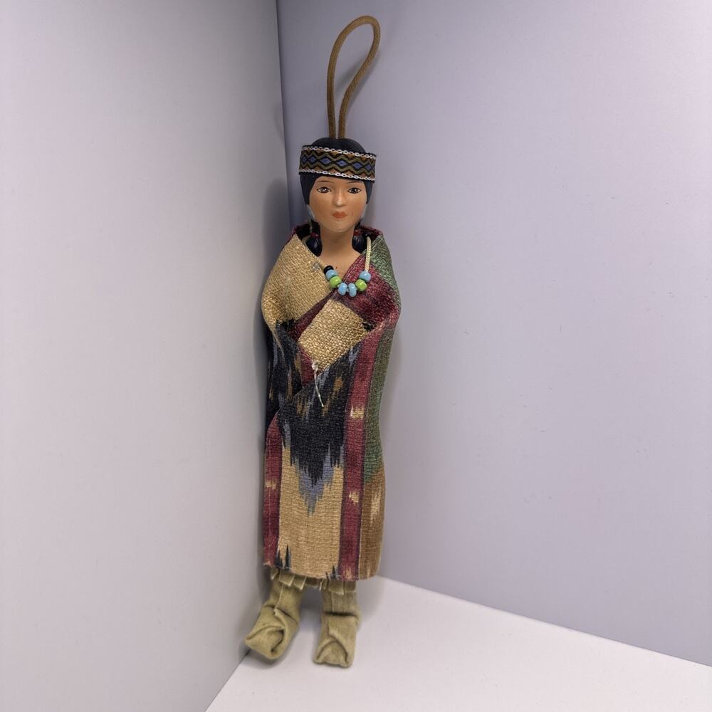 8" Vintage Native American Handmade Cloth Doll Ornament
